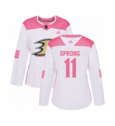 Women's Anaheim Ducks #11 Daniel Sprong Authentic White Pink Fashion Hockey Jersey