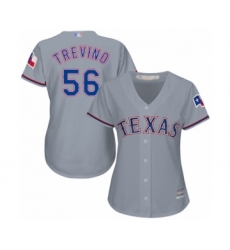 Women's Texas Rangers #56 Jose Trevino Authentic Grey Road Cool Base Baseball Player Jersey