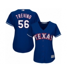 Women's Texas Rangers #56 Jose Trevino Authentic Royal Blue Alternate 2 Cool Base Baseball Player Jersey