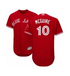 Men's Toronto Blue Jays #10 Reese McGuire Scarlet Alternate Flex Base Authentic Collection Alternate Baseball Player Jersey
