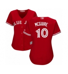 Women's Toronto Blue Jays #10 Reese McGuire Authentic Scarlet Alternate Baseball Player Jersey
