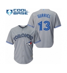 Youth Toronto Blue Jays #13 Lourdes Gurriel Jr. Authentic Grey Road Baseball Player Jersey