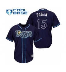 Youth Tampa Bay Rays #15 Emilio Pagan Authentic Navy Blue Alternate Cool Base Baseball Player Jersey