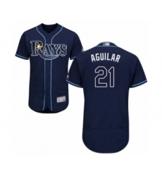 Men's Tampa Bay Rays #21 Jesus Aguilar Navy Blue Alternate Flex Base Authentic Collection Baseball Player Jersey