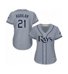 Women's Tampa Bay Rays #21 Jesus Aguilar Authentic Grey Road Cool Base Baseball Player Jersey