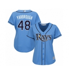 Women's Tampa Bay Rays #48 Ryan Yarbrough Authentic Light Blue Alternate 2 Cool Base Baseball Player Jersey