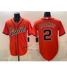 Men's San Francisco Giants #2 Willy Adames Orange Cool Base Stitched Baseball Jersey