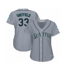Women's Seattle Mariners #33 Justus Sheffield Authentic Grey Road Cool Base Baseball Player Jersey