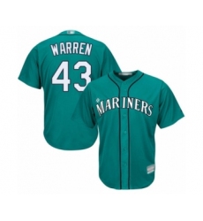 Youth Seattle Mariners #43 Art Warren Authentic Teal Green Alternate Cool Base Baseball Player Jersey