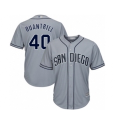 Men's San Diego Padres #40 Cal Quantrill Authentic Grey Road Cool Base Baseball Player Jersey
