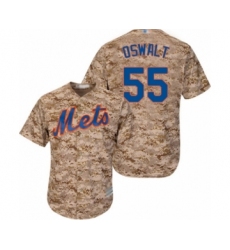 Men's New York Mets #55 Corey Oswalt Grey Road Flex Base Authentic Collection Baseball Player Jersey