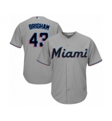 Youth Miami Marlins #43 Jeff Brigham Authentic Grey Road Cool Base Baseball Player Jersey
