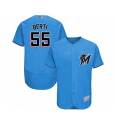 Men's Miami Marlins #55 Jon Berti Blue Alternate Flex Base Authentic Collection Baseball Player Jersey