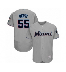 Men's Miami Marlins #55 Jon Berti Grey Road Flex Base Authentic Collection Baseball Player Jersey