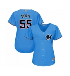 Women's Miami Marlins #55 Jon Berti Authentic Blue Alternate 1 Cool Base Baseball Player Jersey