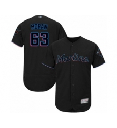 Men's Miami Marlins #63 Brian Moran Black Alternate Flex Base Authentic Collection Baseball Player Jersey
