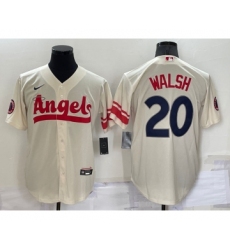 Men's Los Angeles Angels #20 Jared Walsh Cream 2022 City Connect Cool Base Stitched Jersey
