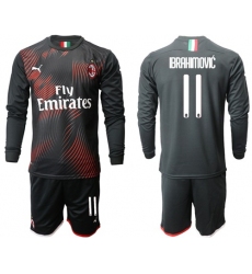AC Milan #11 Brahimovic Third Long Sleeves Soccer Club Jersey
