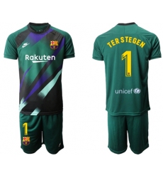 Barcelona #1 Ter Stegen Green Goalkeeper Soccer Club Jersey