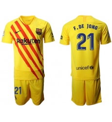 Barcelona #21 F.De Jong Yellow Soccer Club Jersey