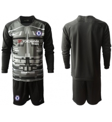 Chelsea Blank Black Goalkeeper Long Sleeves Soccer Club Jersey
