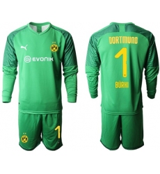 Dortmund #1 Burki Green Goalkeeper Long Sleeves Soccer Club Jersey