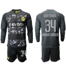 Dortmund #34 Bruun Larsen Away Long Sleeves Soccer Club Jersey