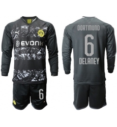 Dortmund #6 Delaney Away Long Sleeves Soccer Club Jersey