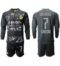Dortmund #7 Sancho Away Long Sleeves Soccer Club Jersey