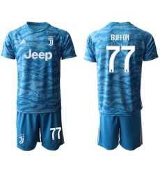 Juventus #77 Buffon Light Blue Soccer Club Jersey