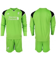 Liverpool Blank Green Goalkeeper Long Sleeves Soccer Club Jersey