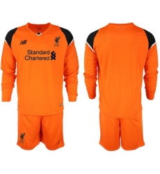 Liverpool Blank Orange Goalkeeper Long Sleeves Soccer Club Jersey