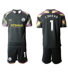 Manchester City #1 C.Bravo Black Goalkeeper Soccer Club Jersey