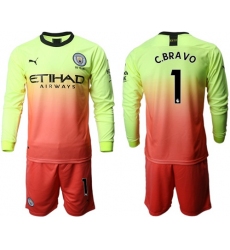 Manchester City #1 C.Bravo Third Long Sleeves Soccer Club Jersey