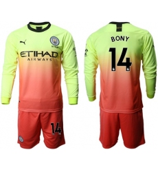 Manchester City #14 Bony Third Long Sleeves Soccer Club Jersey