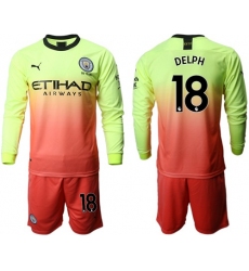 Manchester City #18 Delph Third Long Sleeves Soccer Club Jersey