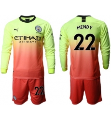 Manchester City #22 Mendy Third Long Sleeves Soccer Club Jersey