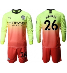 Manchester City #26 Mahrez Third Long Sleeves Soccer Club Jersey