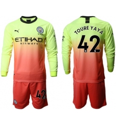 Manchester City #42 Toure Yaya Third Long Sleeves Soccer Club Jersey