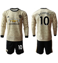 Manchester United #10 Rashford Away Long Sleeves Soccer Club Jersey