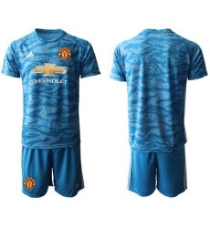 Manchester United Blank Light Blue Goalkeeper Soccer Club Jersey