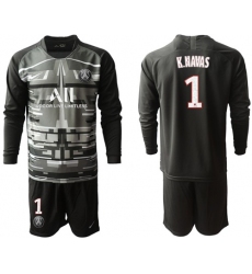 Paris Saint-Germain #1 K.Navas Black Goalkeeper Long Sleeves Soccer Club Jersey