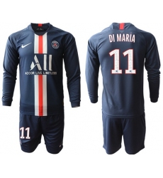 Paris Saint-Germain #11 Di Maria Home Long Sleeves Soccer Club Jersey