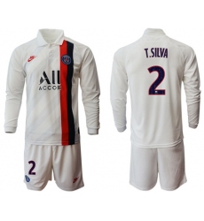 Paris Saint-Germain #2 T.Silva Away Long Sleeves Soccer Club Jersey