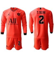 Paris Saint-Germain #2 T.Silva Red Jordan Long Sleeves Soccer Club Jersey