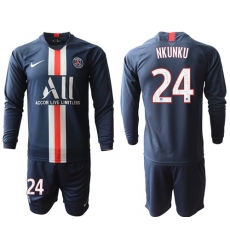 Paris Saint-Germain #24 Nkunku Home Long Sleeves Soccer Club Jersey