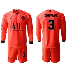 Paris Saint-Germain #3 Kimpembe Red Jordan Long Sleeves Soccer Club Jersey
