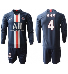 Paris Saint-Germain #4 Kehrer Home Long Sleeves Soccer Club Jersey