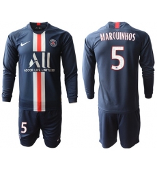 Paris Saint-Germain #5 Marquinhos Home Long Sleeves Soccer Club Jersey