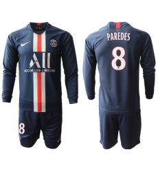 Paris Saint-Germain #8 Paredes Home Long Sleeves Soccer Club Jersey
